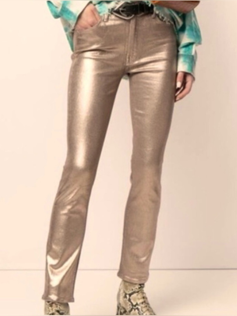 MOTHER The Mid-Rise Dazzler Ankle in Heavy Metal